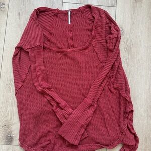 Women's Red Free Prople Long Sleeve Top